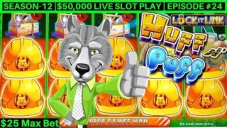 High Limit Huff N Puff Slot Machine Bonuses & BIG WINS – $25 Max Bet| Season-12 | Episode #24