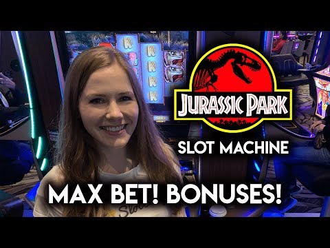 Jurassic Park Slot Machine! MAX BET BONUSES!!
