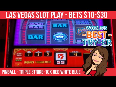 $10-$30 BETS ? HIGH LIMIT SLOT MACHINES: PINBALL, TRIPLE STRIKE AND 10 TIMES RED-WHITE-BLUE! VEGAS!