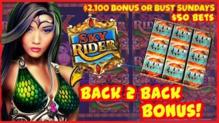 SKY RIDER Slot Machine ⭐️HIGH LIMIT Session with $50 SPINS & BACK TO BACK Bonus Rounds Casino